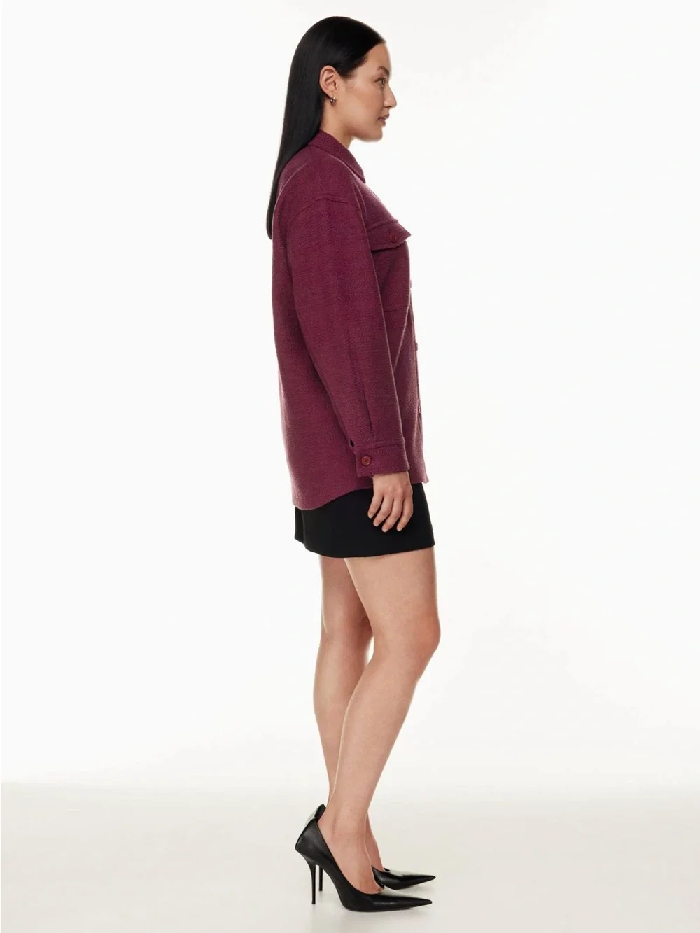Aritzia Babaton Joan Shirt Jacket Shacket Pockets Women's Size 2 Wine Color